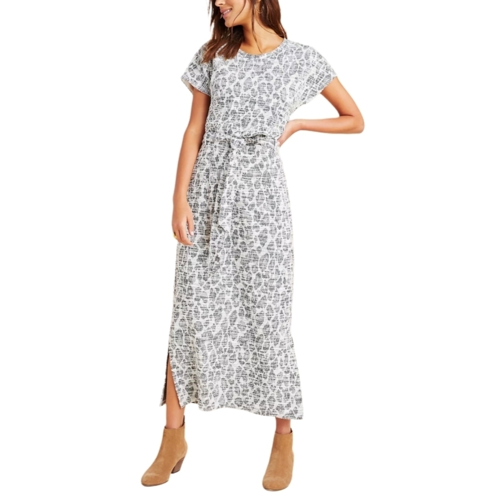 Anthropologie Dolan White Gray Left Coast Taleen Textured Midi Dress Size XS